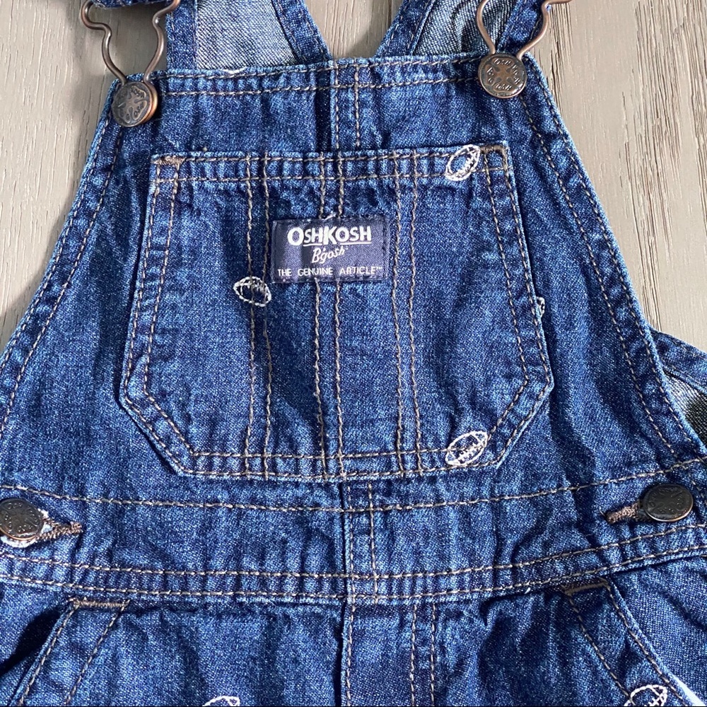 OshKosh Embroidered Football Denim Overalls - Picture 2 of 9